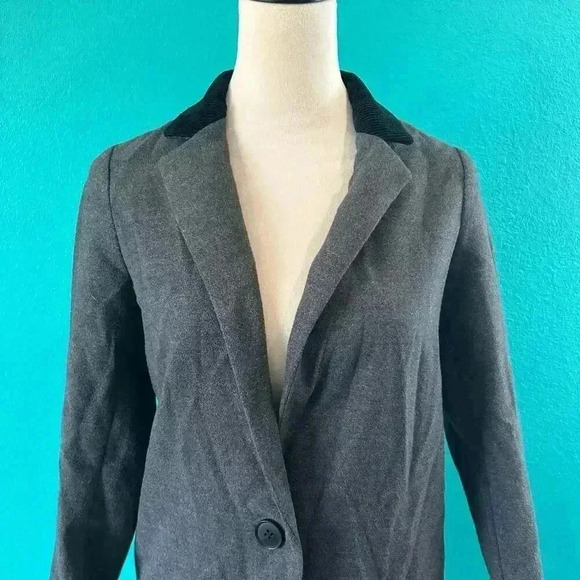 NWT Obey N°89 Heather Charcoal Patti Trench Coat Single Breasted One Button XXS - Picture 2 of 8